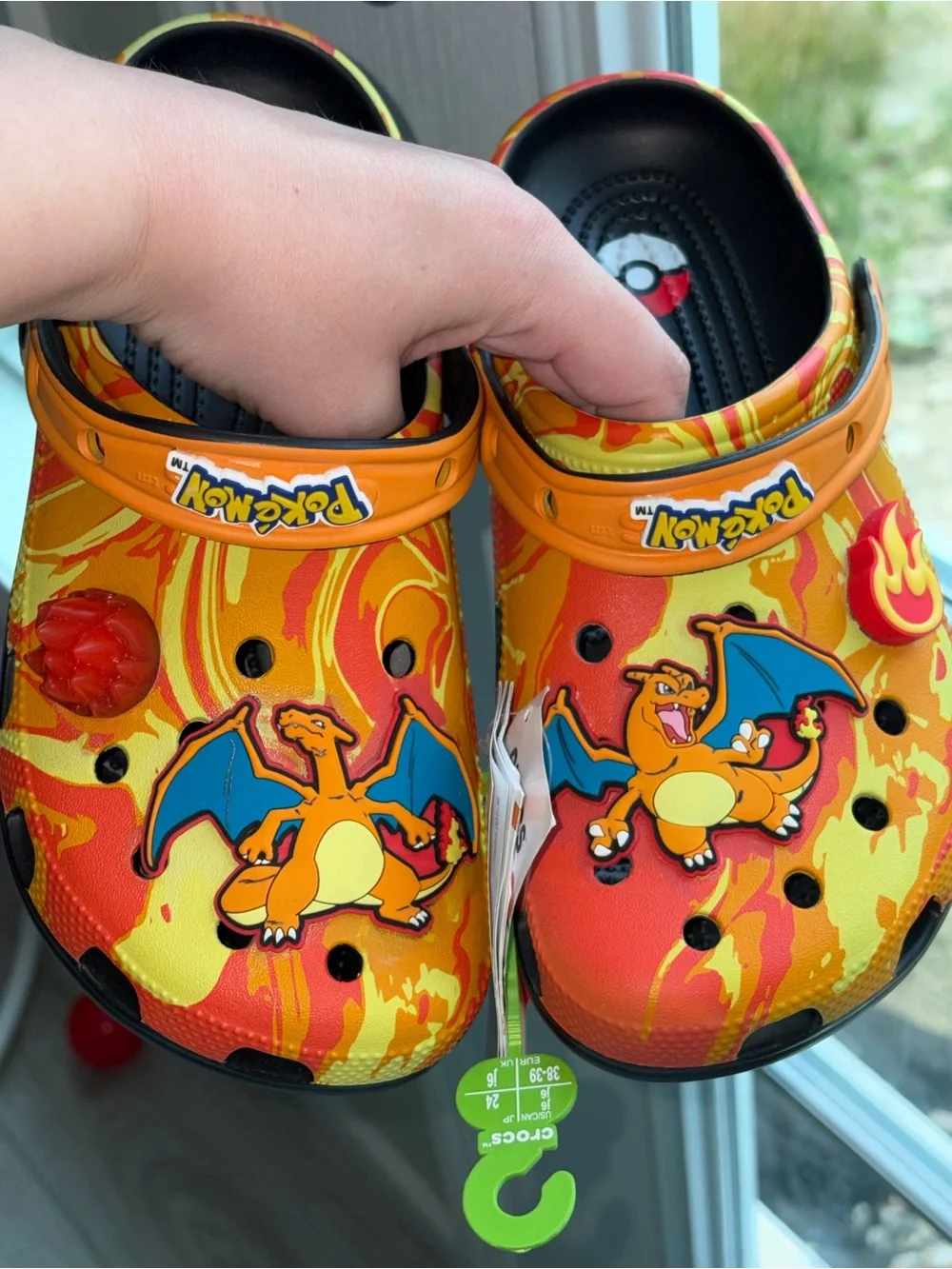 CROCS Kids' Orange & Yellow Charizard Lightning Slip-On Clogs